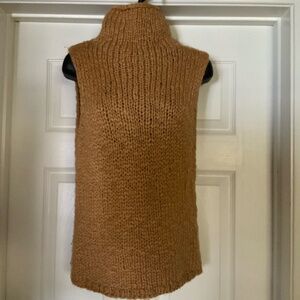 Express World Brand Handknit Sleeveless Gold Turtleneck Sweater - Size M